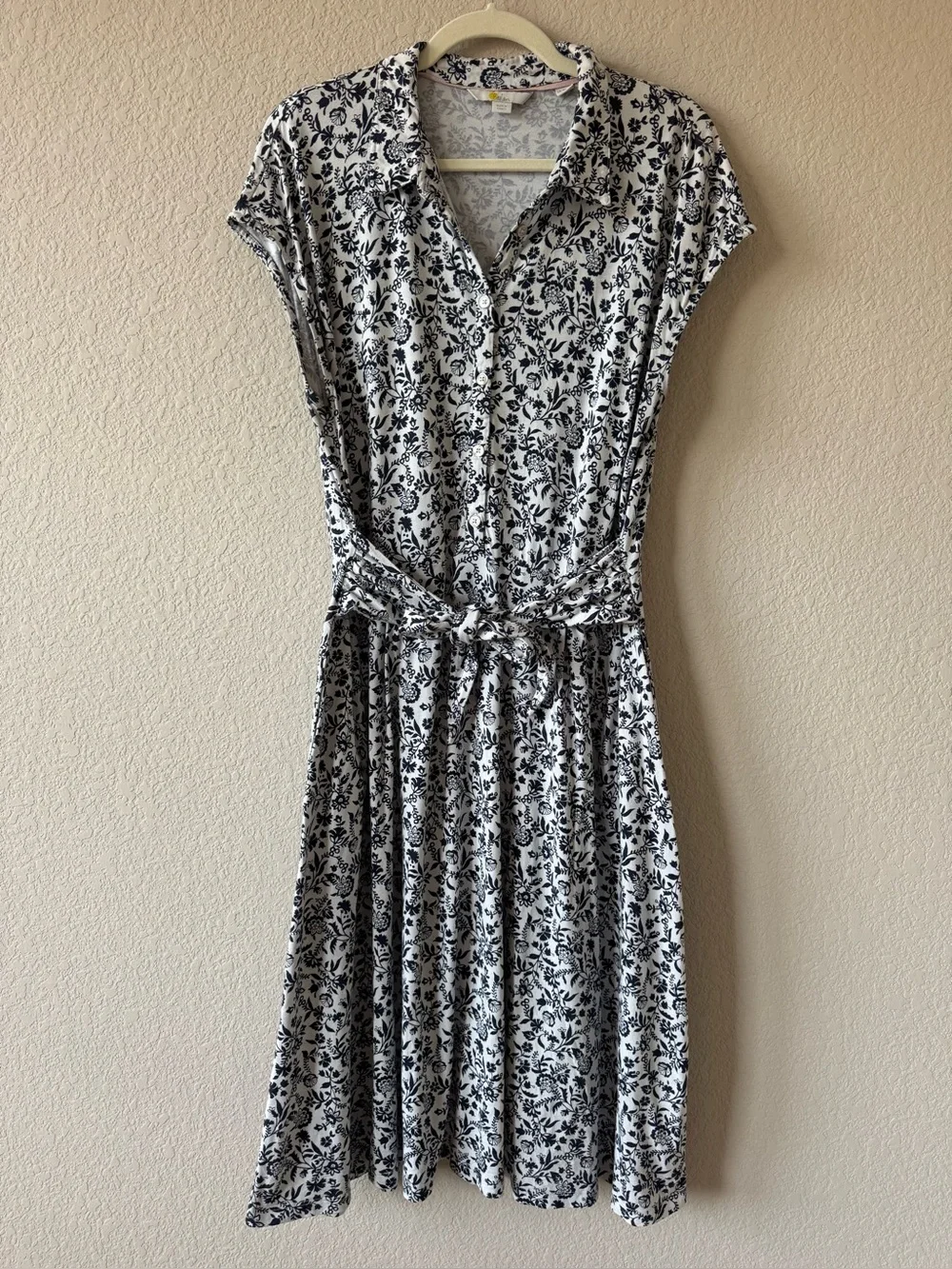 Boden Black and White Floral Midi Shirt Dress 16/18 Long - Picture 2 of 11